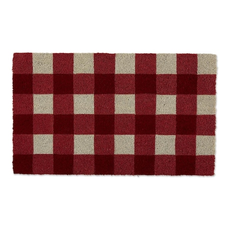 Made4Mansions 18 x 30 in. Red & White Buffalo Check Doormat MA2567582
